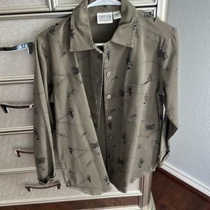 Size 0 cotton Chico’s olive printed jacket